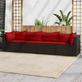 Vidaxl 4-delige loungeset met kussens poly rattan bruin