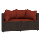 Vidaxl 3-delige loungeset met kussens poly rattan bruin