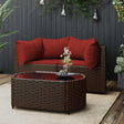 Vidaxl 3-delige loungeset met kussens poly rattan bruin