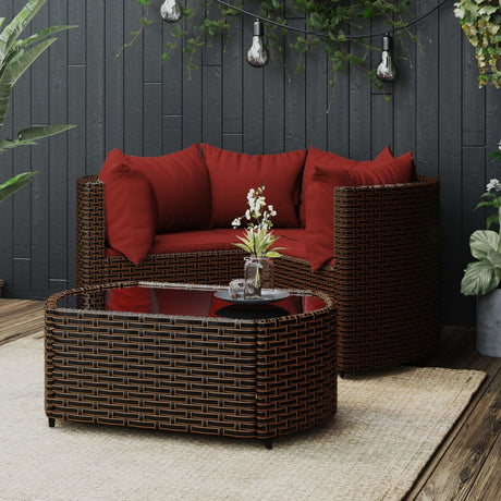 Vidaxl 4-delige loungeset met kussens poly rattan bruin