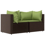 Vidaxl 3-delige loungeset met kussens poly rattan bruin