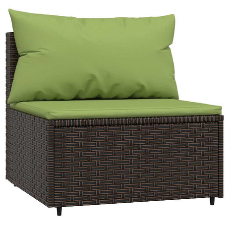Vidaxl tuinmiddenbanken met kussens 2 st poly rattan bruin