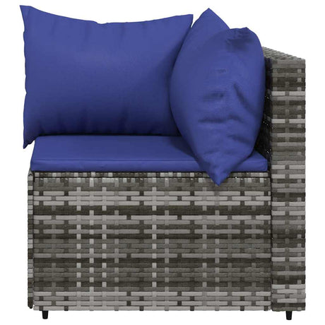 Vidaxl tuinhoekbank met kussens poly rattan grijs