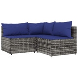 Vidaxl 3-delige loungeset met kussens poly rattan grijs