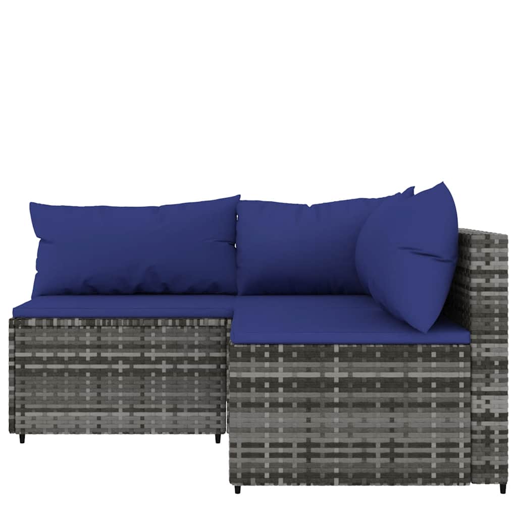 Vidaxl 3-delige loungeset met kussens poly rattan grijs