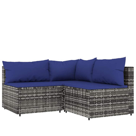 Vidaxl 4-delige loungeset met kussens poly rattan grijs