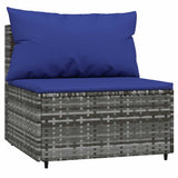 Vidaxl tuinmiddenbank met kussens 2 st poly rattan grijs