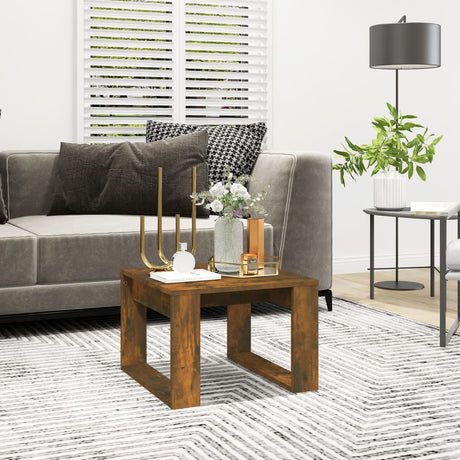 Vidaxl bijzettafel 50x50x35 cm bewerkt hout gerookt eikenkleurig