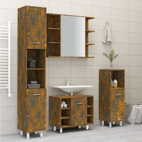 Vidaxl badkamerkast 30x30x179 cm bewerkt hout gerookt eikenkleurig