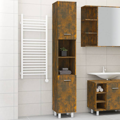 Vidaxl badkamerkast 30x30x179 cm bewerkt hout gerookt eikenkleurig