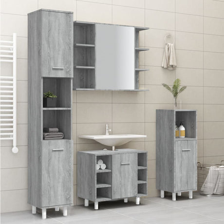 Vidaxl badkamerkast 30x30x179cm bewerkt hout grijs sonoma eikenkleurig