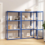 VidaXL Lagerregal 4-lagig 3 Stk. Stahl verarbeitetes Holz blau