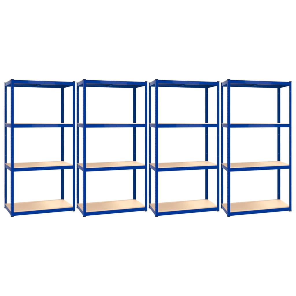 VidaXL Lagerregal 4-lagig 4 Stk. Stahl verarbeitetes Holz blau