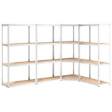 VidaXL Lagerregal 4 Ebenen 4 Stück Stahl verarbeitetes Holz silberfarben