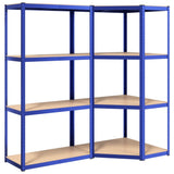 VidaXL Lagerregal 4-lagig 2 Stk. Stahl verarbeitetes Holz blau