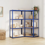 VidaXL Lagerregal 4-lagig 2 Stk. Stahl verarbeitetes Holz blau