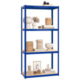 VidaXL Lagerregal 4-lagig 3 Stk. Stahl verarbeitetes Holz blau
