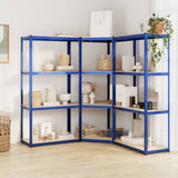 VidaXL Lagerregal 4-lagig 3 Stk. Stahl verarbeitetes Holz blau
