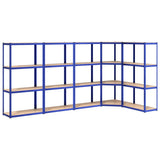 VidaXL Lagerregal 4-lagig 5 Stk. Stahl verarbeitetes Holz blau