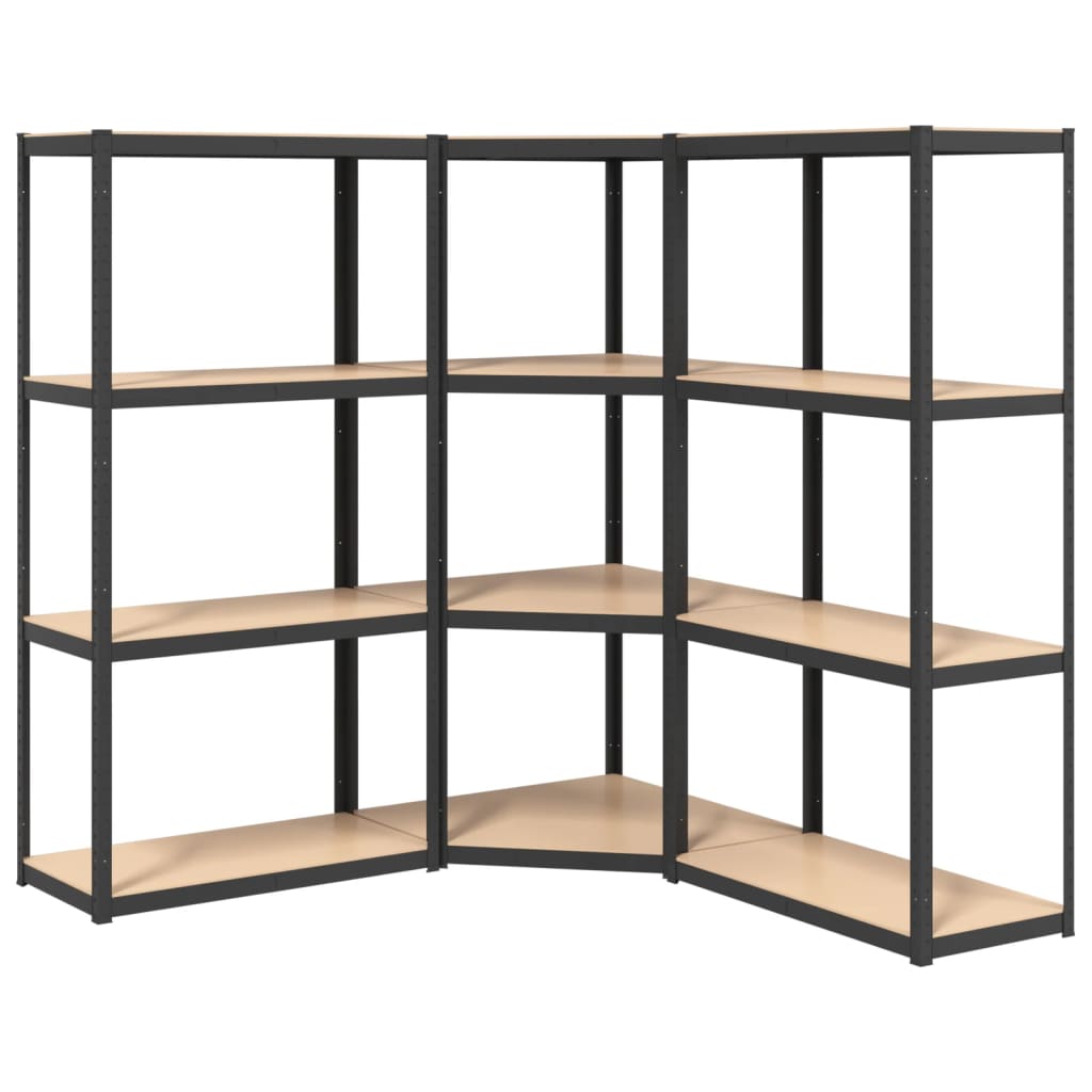 VidaXL Lagerregal 4-lagig 3 Stk. Stahl verarbeitetes Holz anthrazitfarben