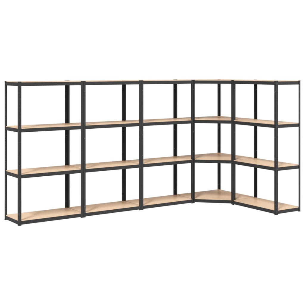 VidaXL Lagerregal 4-lagig 5 Stk. Stahl verarbeitetes Holz anthrazitfarben