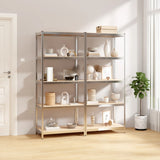 VidaXL Storage rack 5-layers 2 pcs steel and engineered wood silver-colored