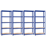 VidaXL Lagerregal 5-lagig 4 Stk. Stahl verarbeitetes Holz blau