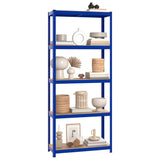 VidaXL Lagerregal 5-lagig 2 Stk. Stahl verarbeitetes Holz blau
