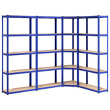 VidaXL Lagerregal 5-lagig 4 Stk. Stahl verarbeitetes Holz blau