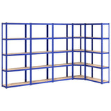 VidaXL Lagerregal 5-lagig 5 Stk. Stahl verarbeitetes Holz blau