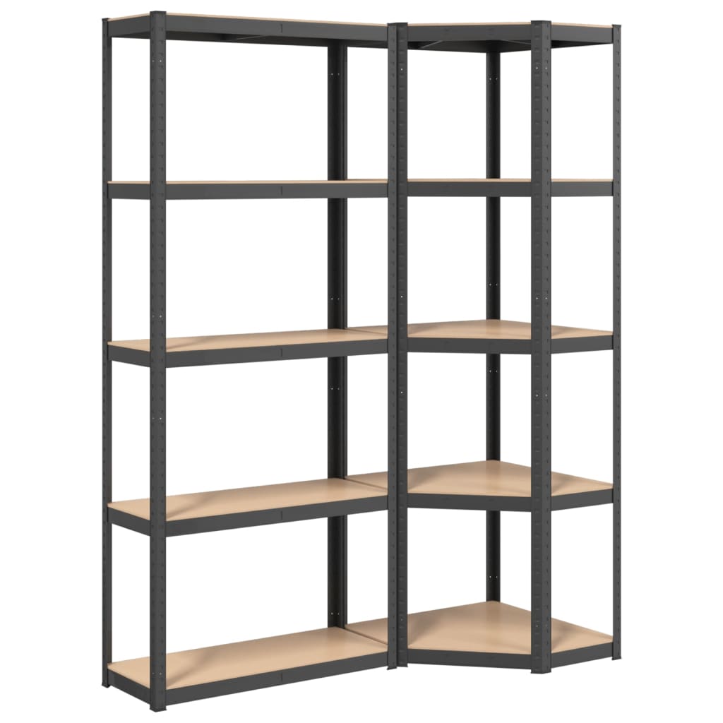 VidaXL Lagerregal 5-lagig 2 Stk. Stahl verarbeitetes Holz anthrazitfarben
