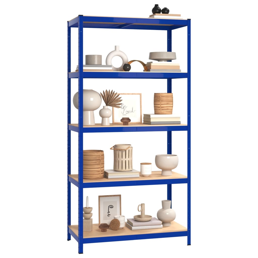 VidaXL Lagerregal 5-lagig 4 Stk. Stahl verarbeitetes Holz blau