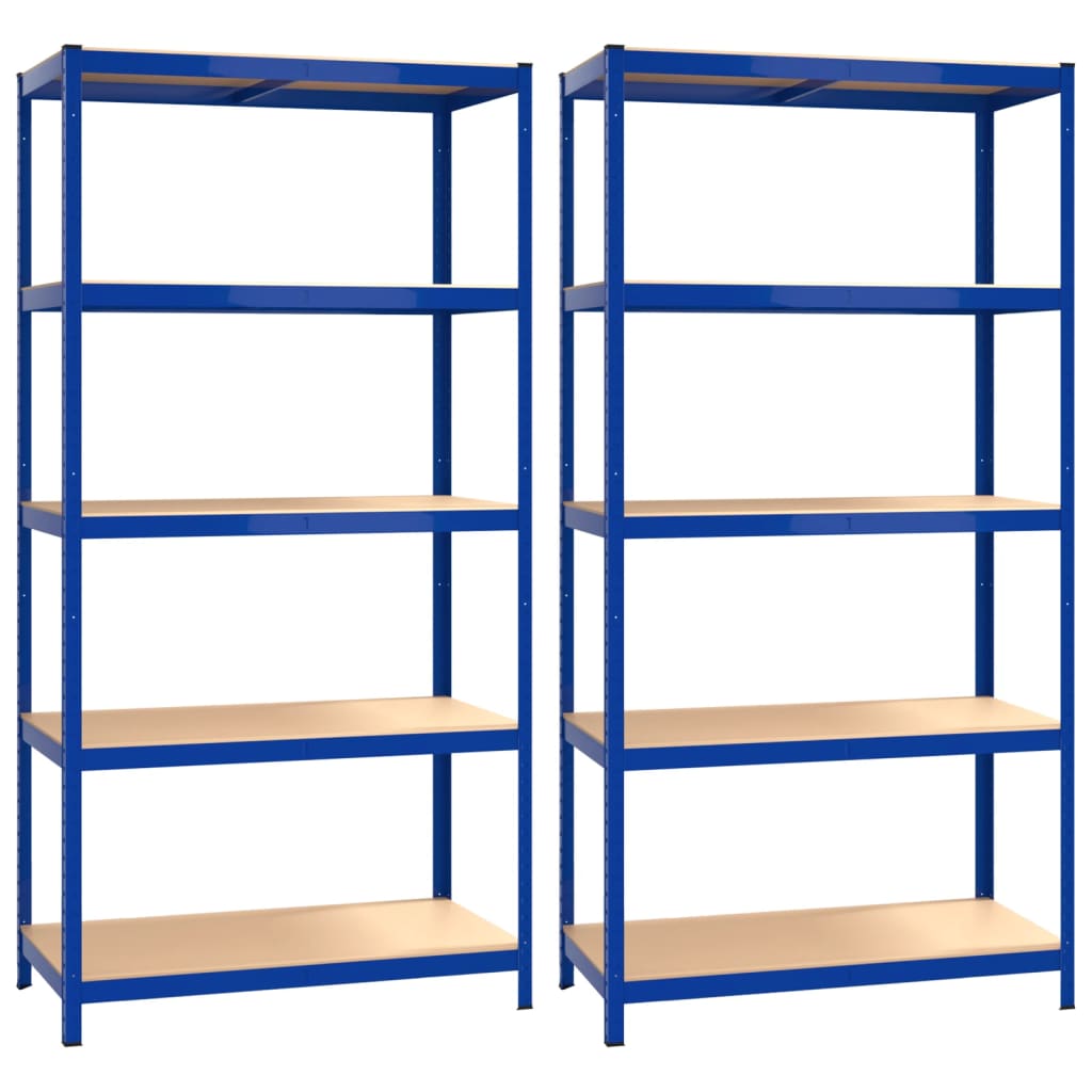 VidaXL Lagerregal 5-lagig 2 Stk. Stahl verarbeitetes Holz blau
