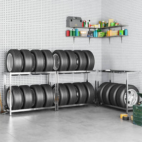 VidaXL Reifenregale 2-lagig 3 Stück 110x40x110 cm Stahl silberfarben