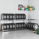 VidaXL Reifenregale 2-lagig 3 Stück 110x40x110 cm Stahl silberfarben
