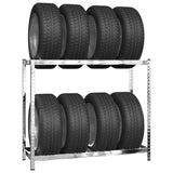 VidaXL Reifenregale 2-lagig 4 Stück 110x40x110 cm Stahl silberfarben