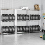 VidaXL Reifenregale 2-lagig 3 Stück 110x40x180 cm Stahl silberfarben
