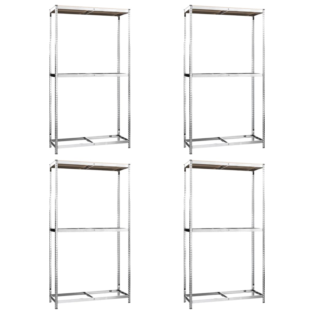 VidaXL Reifenregale 2-lagig 4 Stück 110x40x180 cm Stahl silberfarben