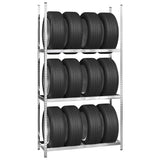 VidaXL Reifenregale 3-lagig 3 Stück 110x40x200 cm Stahl silberfarben