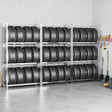 VidaXL Reifenregale 3-lagig 3 Stück 110x40x200 cm Stahl silberfarben