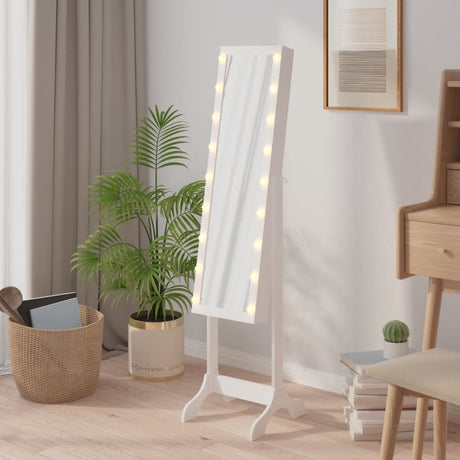 Vidaxx Spiegel freistehend mit LEDs 34x37x146 cm weiß