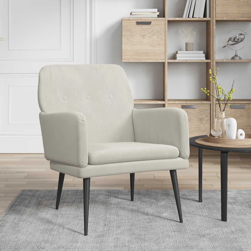 Vidaxl fauteuil 62x79x79 cm fluweel crèmekleurig