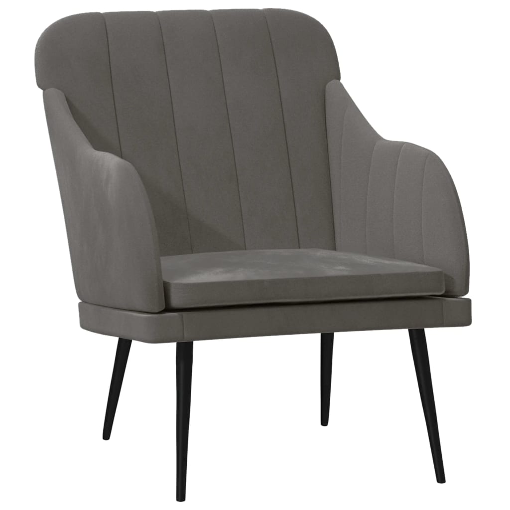 Vidaxl fauteuil 63x76x80 cm fluweel donkergrijs
