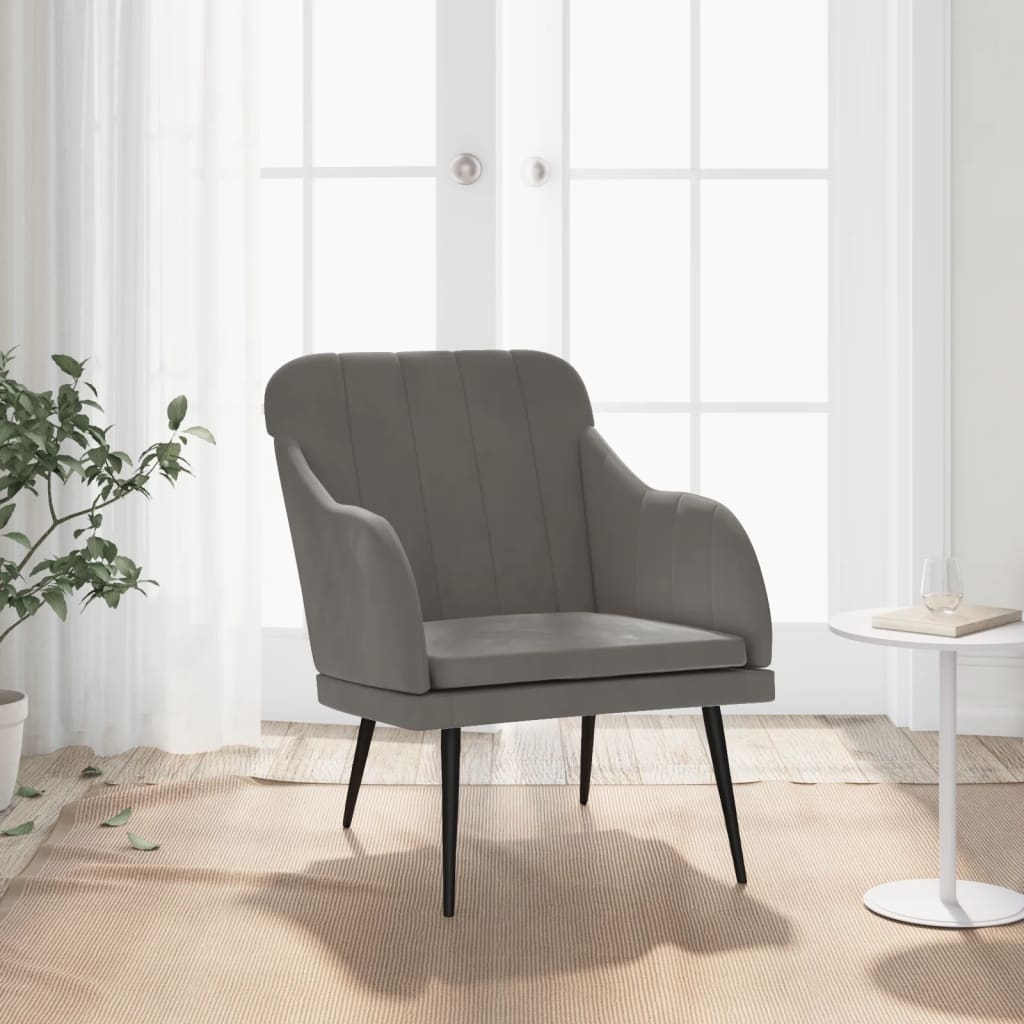 Vidaxl fauteuil 63x76x80 cm fluweel donkergrijs