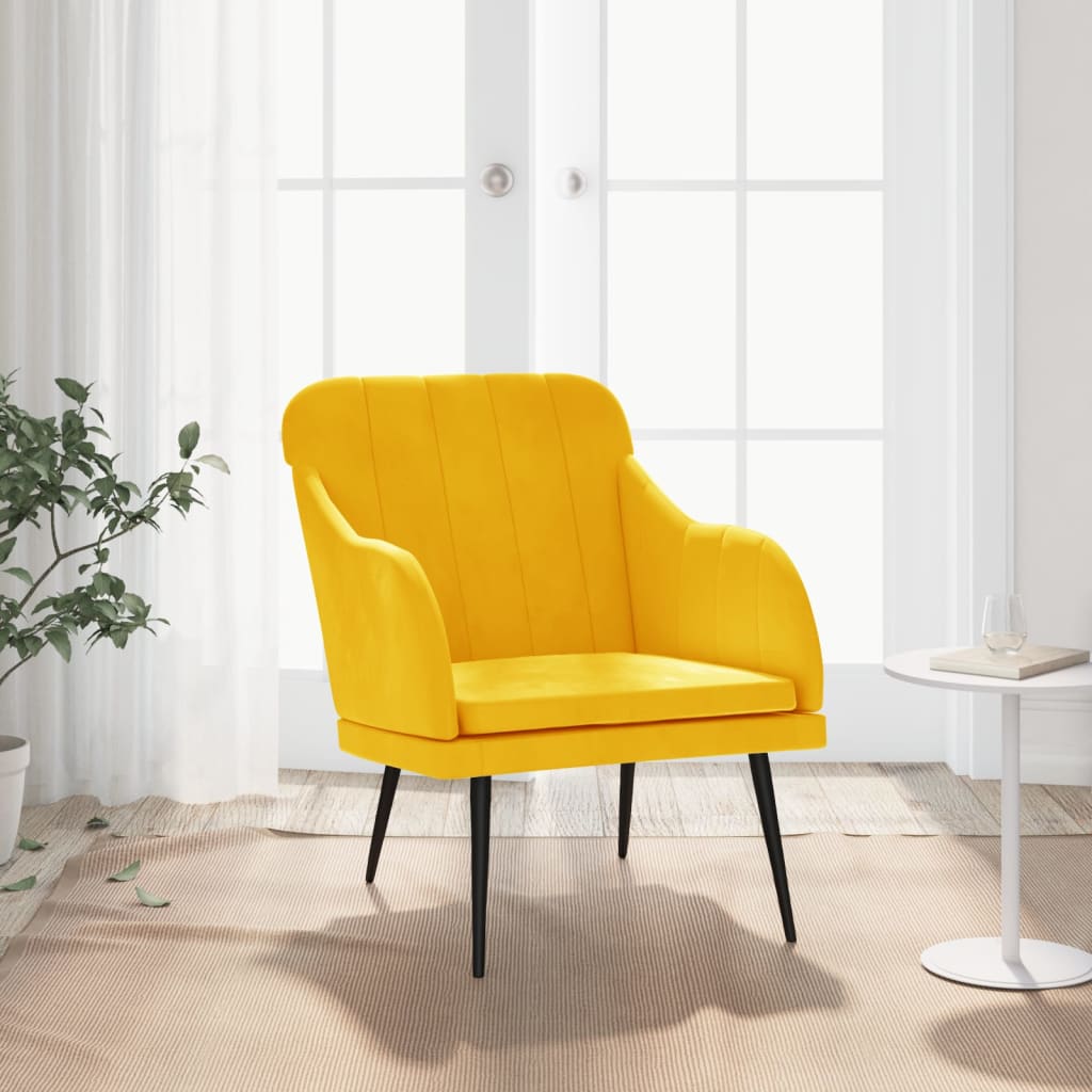 Vidaxl fauteuil 63x76x80 cm fluweel geel
