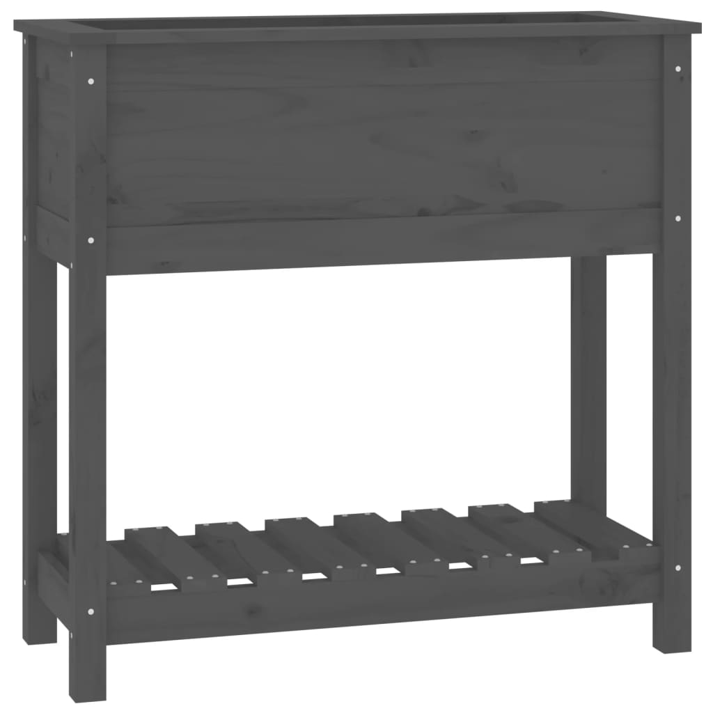 Vidaxx Pflanzgefäß mit Ablage 82,5x34,5x81 cm massives Kiefernholz grau