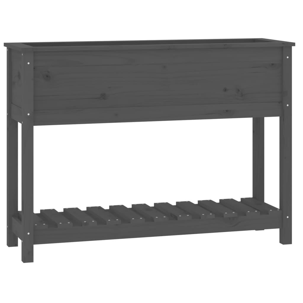 Vidaxx Pflanzgefäß mit Ablage 111,5x34,5x81 cm massives Kiefernholz grau