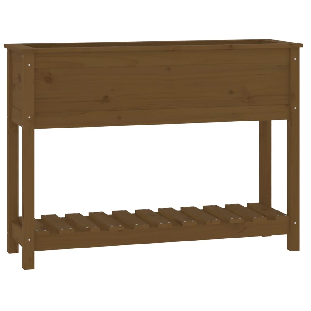 Vidaxx Pflanzgefäß mit Ablage 111,5x34,5x81 cm Kiefernholz honigbraun