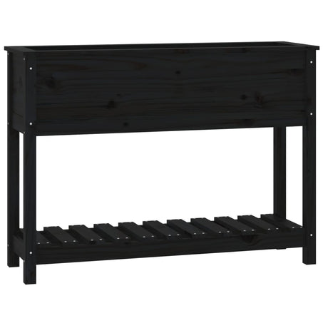 Vidaxx Pflanzgefäß mit Ablage 111,5x34,5x81 cm massives Kiefernholz schwarz