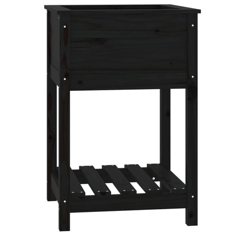Vidaxx Pflanzgefäß mit Ablage 54x54x81 cm massives Kiefernholz schwarz